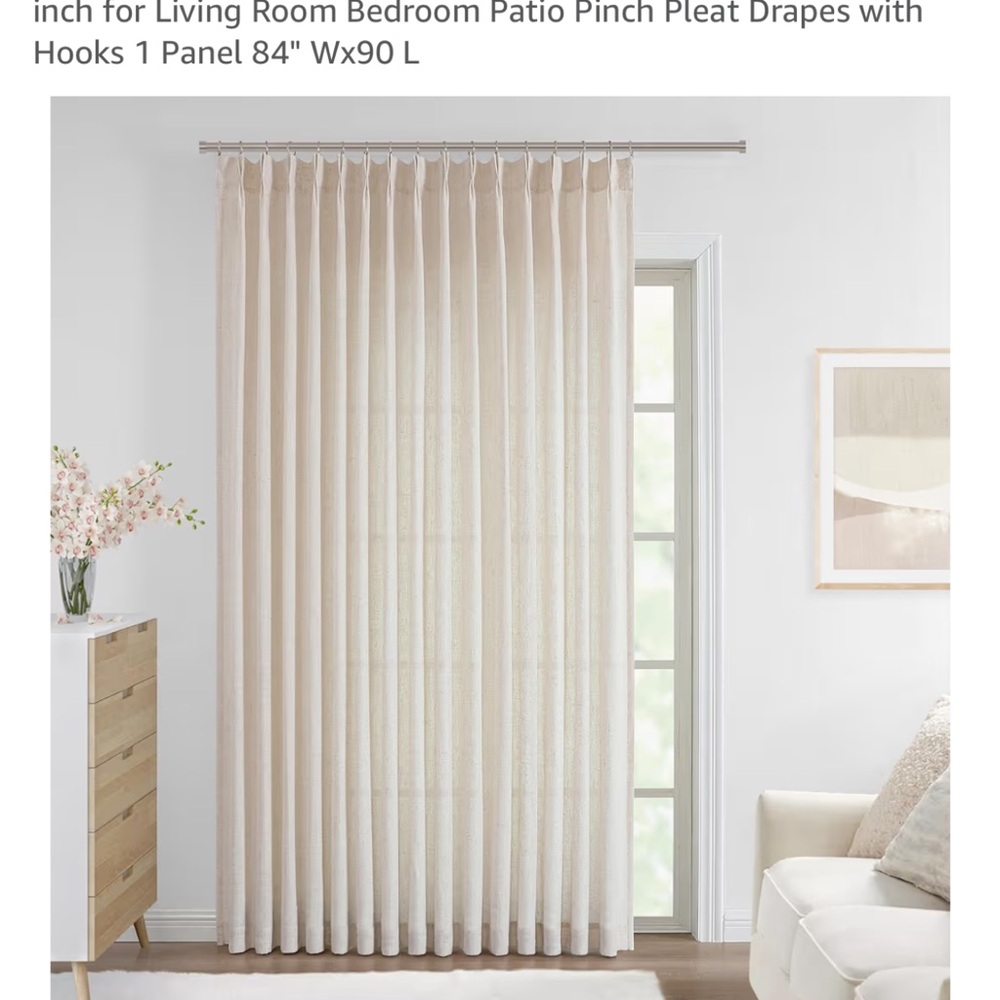 NEW VISION HOME Natural Pinch Pleat Curtains 84”Wx90H”